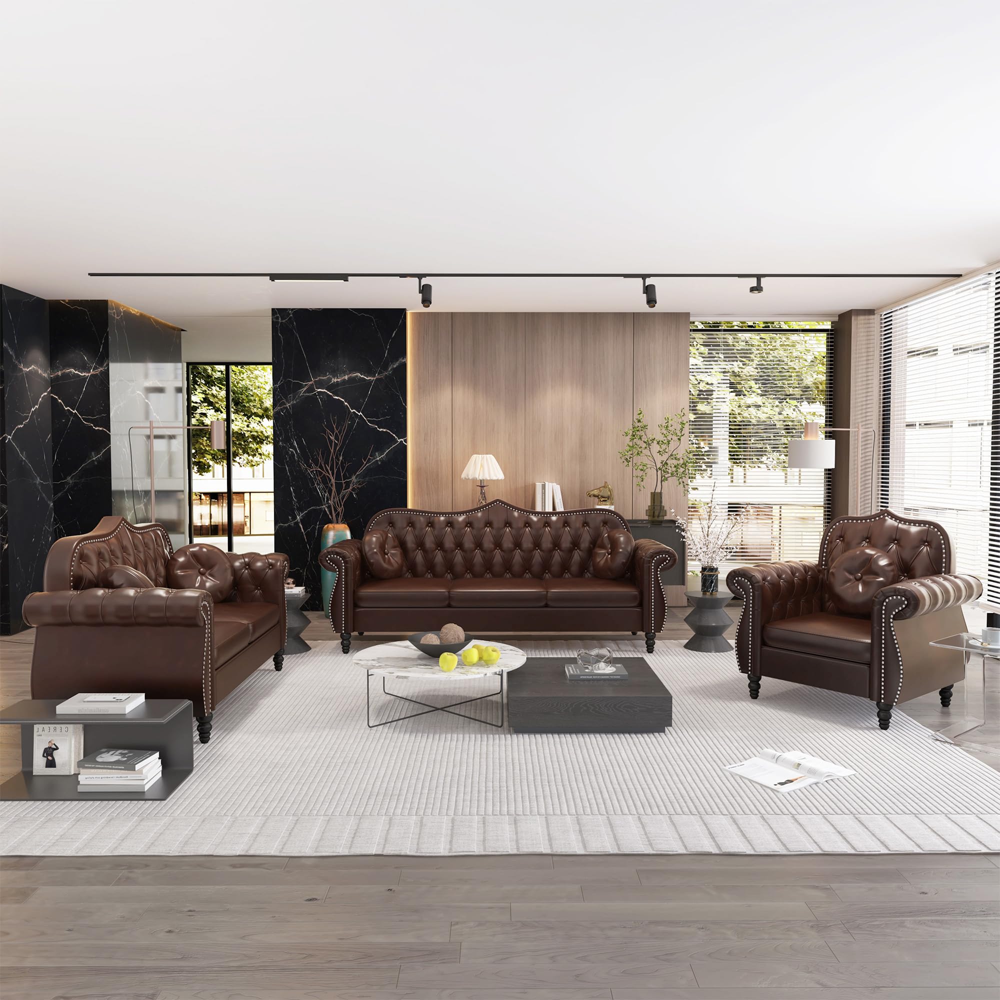 Amazon.com: AVZEAR Chesterfield 3-Piece Living Room